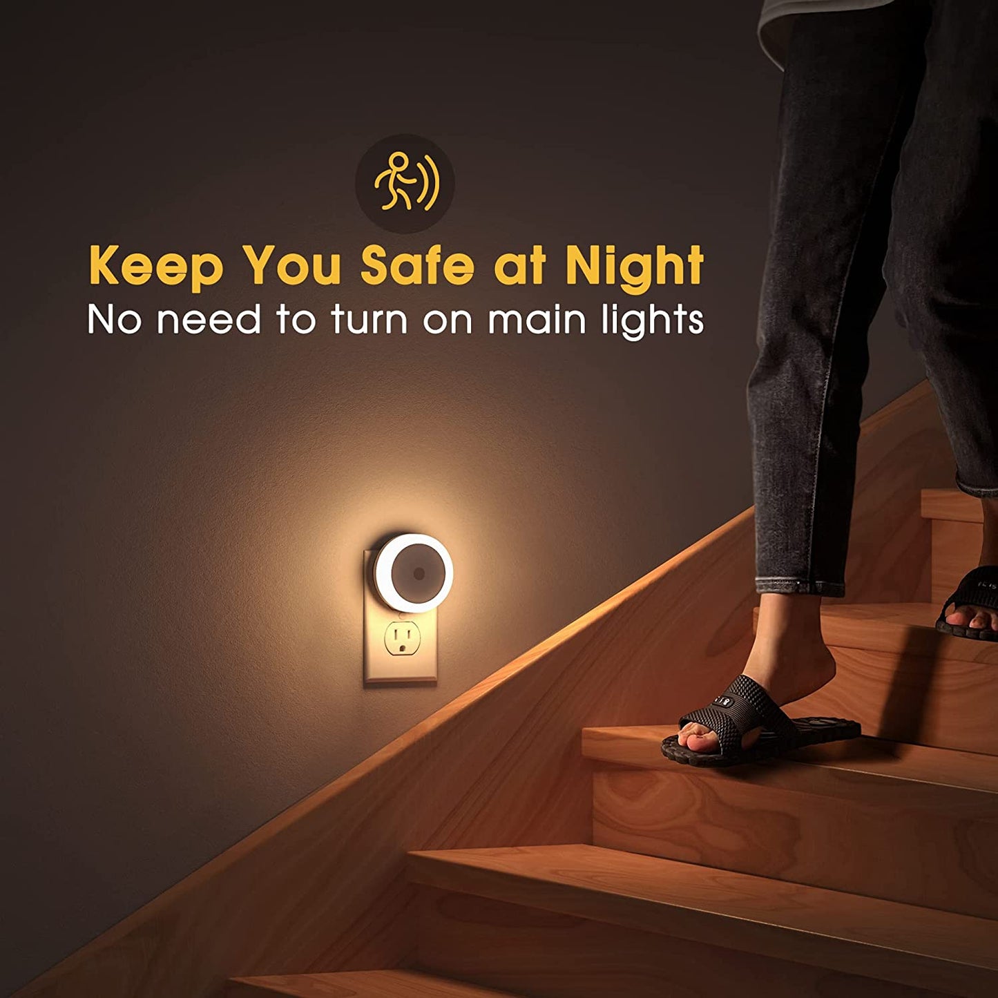 LED Baby Night Lights Plug into Wall [4Pack], Nightlight with Light Sensors for Kids Room, Bathroom Stair Lights, Hallway Light, Warm White